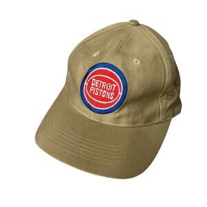 Vintage 90s NBA Detroit Pistons Sports Specialties Hat Cap Hook Loop Logo Tan BN